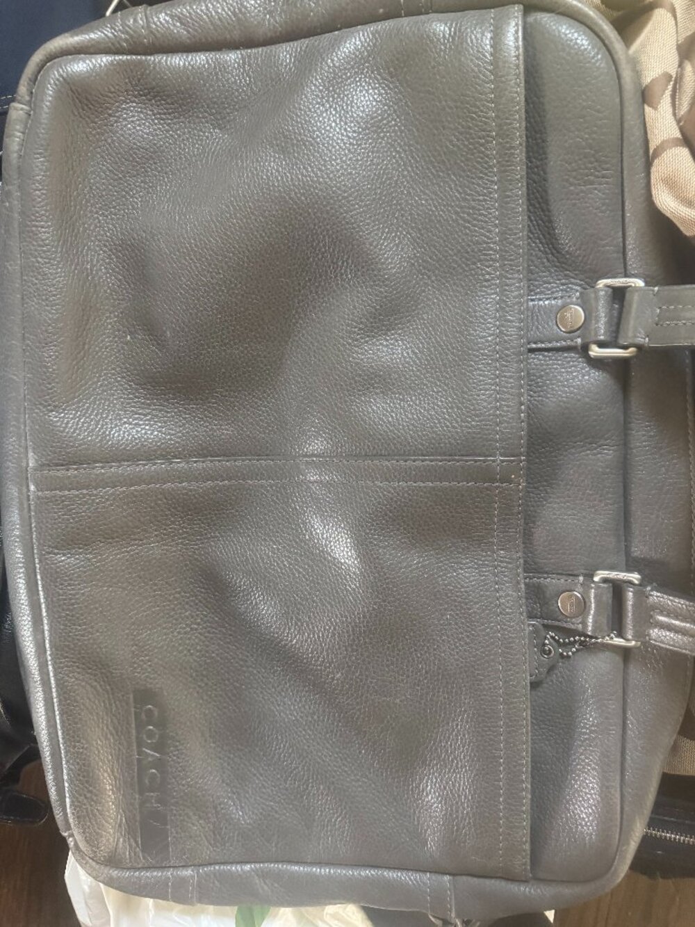 Coach Black Smooth Leather Messenger Laptop Bag | Unisex Crossbody